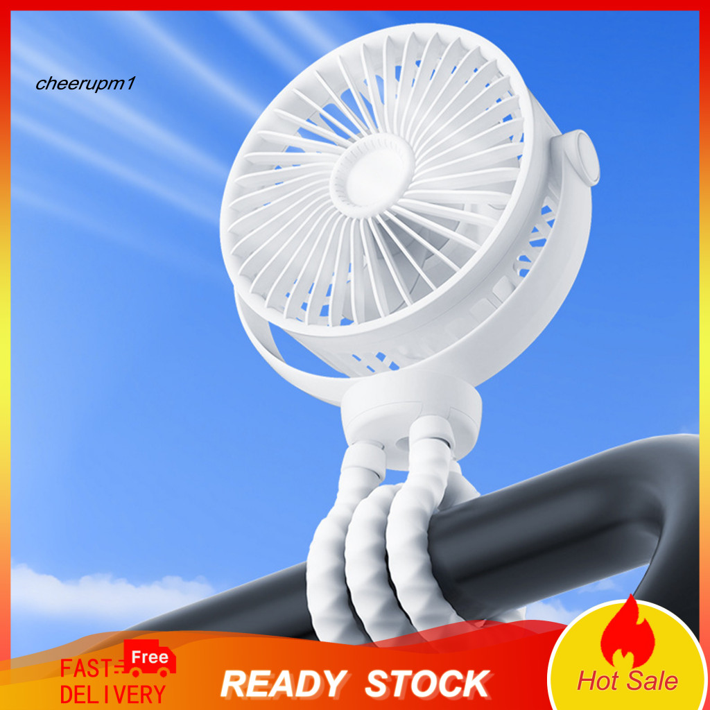 Quạt xoay 3 tốc độ CHEER Quạt kẹp có thể sạc lại Quạt xe đẩy kẹp có thể sạc lại di động với 3 tốc độ 360° Xoay – Máy làm mát cá nhân nhẹ cho ghế ngồi ô tô cho bé