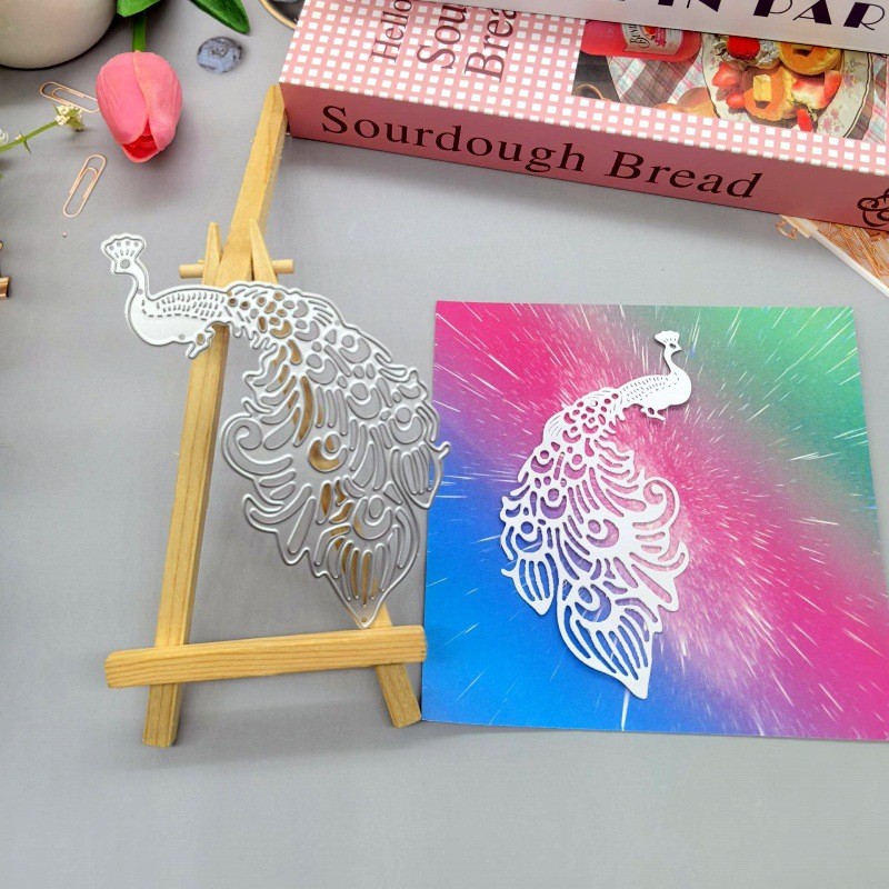 Đẹp Con Công Kim Loại Thép Carbon Cắt Khuôn Thêu Sò Dập Nổi Khắc Bản Mẫu DIY Album Ảnh Thiệp Chúc Mừng Cắt Chết Giấy Thủ Công Dụng Cụ