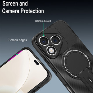 Dành Cho Honor 400 Lite 5G Ốp điện thoại Carbon Tecture Lưng Cứng Cạnh Mềm Có Thể Gập Lại Đế Chống Sốc Chống Rơi Mỏng Bao