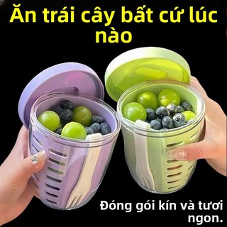 Cốc Trái Cây Di Động Có Thể Xả Với Nĩa insn Phong Cách Ăn Sáng Salad Cốc Mang Đi Dã Ngoại Ăn Liền Cốc Sữa PR7I