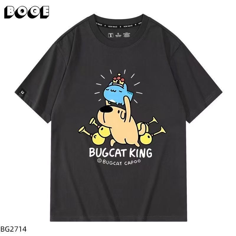 Áo Thun Tay Ngắn Hoạt Hình Mèo & Côn Trùng Nhật Bản - Phong Cách Hợp Thời