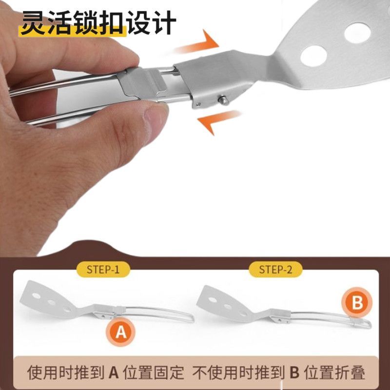 Thìa Gấp Cắm Trại Ngoài Trời Chiên Thìa Canh Thìa Dụng Cụ Nhà Bếp Gia Đình Thép Không Gỉ Dày Nấu Ăn Ngoài Trời Bộ Đồ Ăn