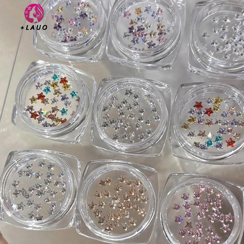 Springevenstar 1 Hộp 30 Chiếc Lấp Lánh Pentagram Zircon Móng Tay Quyến Rũ Dễ Thương Tối Giản Flatba Kim Cương Giả 3 Mm Nhiều Màu Ngôi Sao Mini Đá Quý Móng Tay Nghệ Thuật Trang Trí Cho DIY Phần Móng Tay Springeve