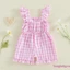 Bộ áo liền quần kẻ sọc cho bé gái mới biết đi có nơ áo liền quần Gingham