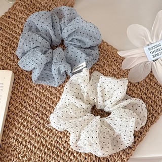 Kovoi Scrunchy Gạc Tươi Chấm Bi - Phù Hợp Cho Đuôi Ngựa và Style Lười