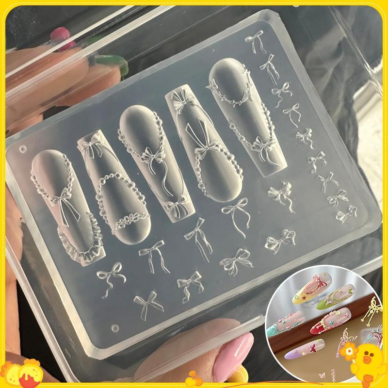 [Gengli] Nơ Hạt Dây Ruy Băng 3D Acrylic Khuôn Trang Trí Móng Tay Nghệ Thuật Thiết Kế DIY Silicon Móng Tay Nghệ Thuật Khuôn Mẫu Cho Móng Tay Quyến Rũ