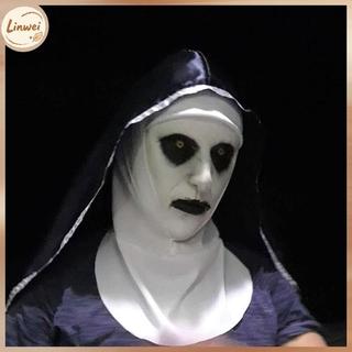[Linwei] Mặt nạ cao su nữ tu đáng sợ kinh dị kèm khăn trùm đầu Valak Cosplay cho trang phục Halloween