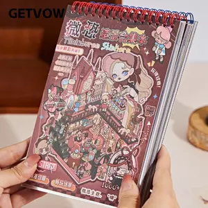 GETVOW Cabin Houses Dán, Chủ Đề Thủ Công DIY Cảnh Thu Nhỏ, PET 8 Cảnh 20 Tờ Bỏ Túi Miếng Dán Sách Quà Tặng Ngày Lễ