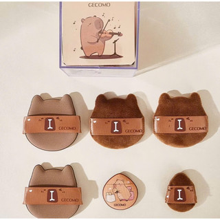 GECOMO 6 CÁI Capybara Powder Puff Set Bọt biển khô và ướt Bề mặt sử dụng kép Flocking Trang điểm