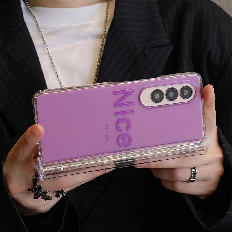 Chữ May Mắn Nicce Good Ốp Lưng Điện Thoại Thích Hợp Cho Samsung Galaxy ZFold7 zfold6 Dây Gấp Vỏ Cứng Cho Z Fold 7 6 5 4 3 5G Vỏ Bảo Vệ