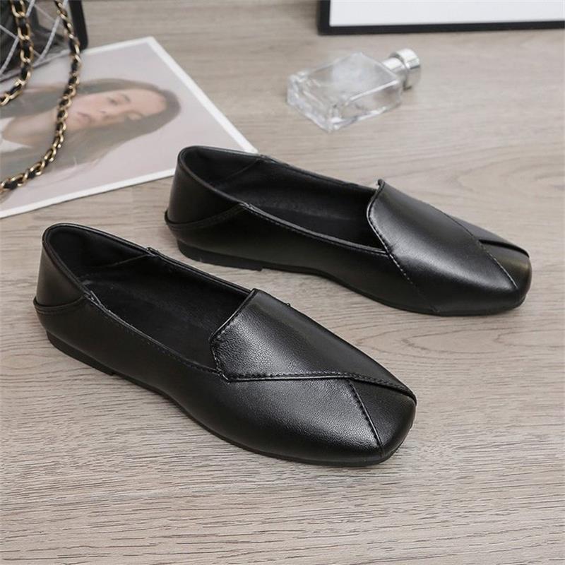 Retro Lười Một Chân Vuông Ngón Chân Nữ Mùa Xuân Hợp Thời Trang Đế Bằng Phù Hợp Với Giày Làm Việc SXHG