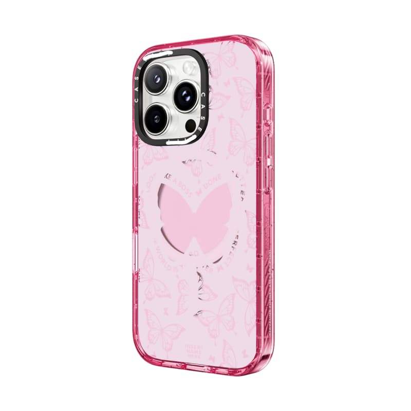 CASECASE X Full Màn Hình Bướm Hồng Fizz Màu Trong Suốt Cứng Hút Từ Tính Tác Động Dành Cho Apple IPhone 12 13 14 15 16 17 Pro Max Air Plus Có Hộp