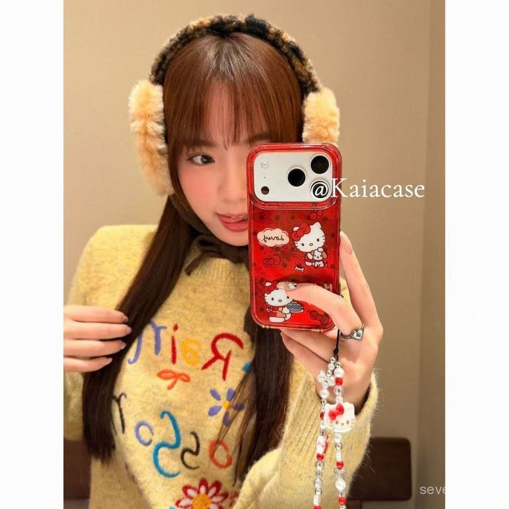 Ốp Điện Thoại Thích Hợp Cho iPhone 7 8 X XS XR XSMAX 11 12 13 14 15 16 17 Pro max Plus Air Dễ Thương Polka Dot kitty Cat Chain Vỏ Bảo Vệ Chống Sốc Bao Gồm Tất Cả QIZL