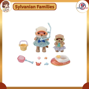 Sylvanian Families Doll and Furniture Set [Otter Siblings - Beach Play Set-] FS-57 ST Mark Certified for Ages 3 and Up Toy Dollhouse Sylvanian Families EPOCH
