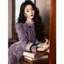 Qipao tím sườn xám mỏng, phong cách Trung Hoa vintage, phù hợp cho thu đông