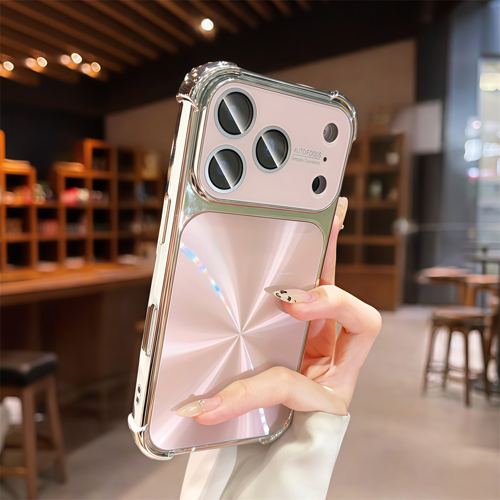 Ốp điện thoại họa tiết CD bốn góc chống rơi mạ điện cho iPhone 17 Pro Max 13 14 15 16 pro max Phim bảo vệ gương chống rơi Vỏ mềm bảo vệ điện thoại