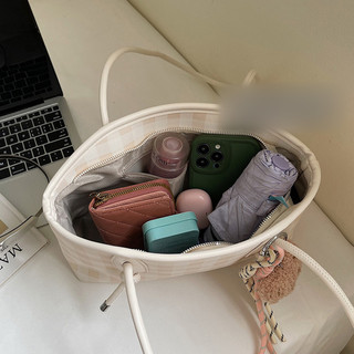GC2 2026 Ladylike PU Kiểm Tra Túi Đeo Vai Phong Cách Đa Năng Dung Tích Lớn Đi Lại Túi Tote CG2