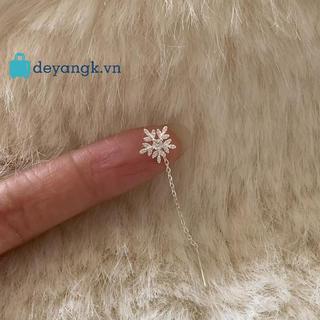Deyangk - Bông tai dây xích hình bông tuyết, đơn giản và thanh lịch, phù hợp với xu hướng thời trang Hàn Quốc cho mùa đông
