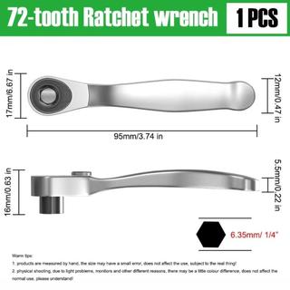 Bộ tuốc nơ vít HOMELYHUB, Bộ cờ lê Ratchet Mini 72 răng, Dụng cụ cầm tay hai chiều thực tế có thể xoay nhanh cho các không gian bị giới hạn