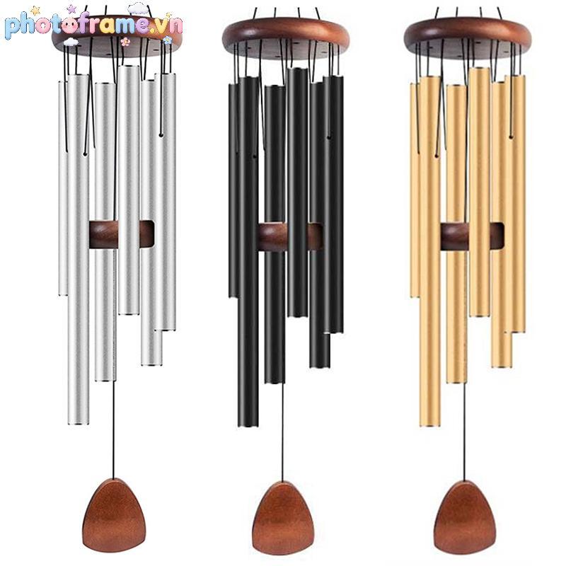 Khung Ảnh Cổ Điển 26 Inch Ống Nhôm Chuông Gió Có Thẻ Treo Bằng Gỗ Trang Trại Sân Vườn Ban Công Hành Lang Trang Trí VN