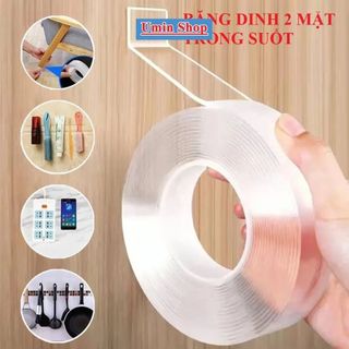 Băng Dính Nano Dán 2 Mặt Trong Suốt Siêu Dính, Băng Keo 2 Mặt Đa Năng Dính Mọi Bề Mặt