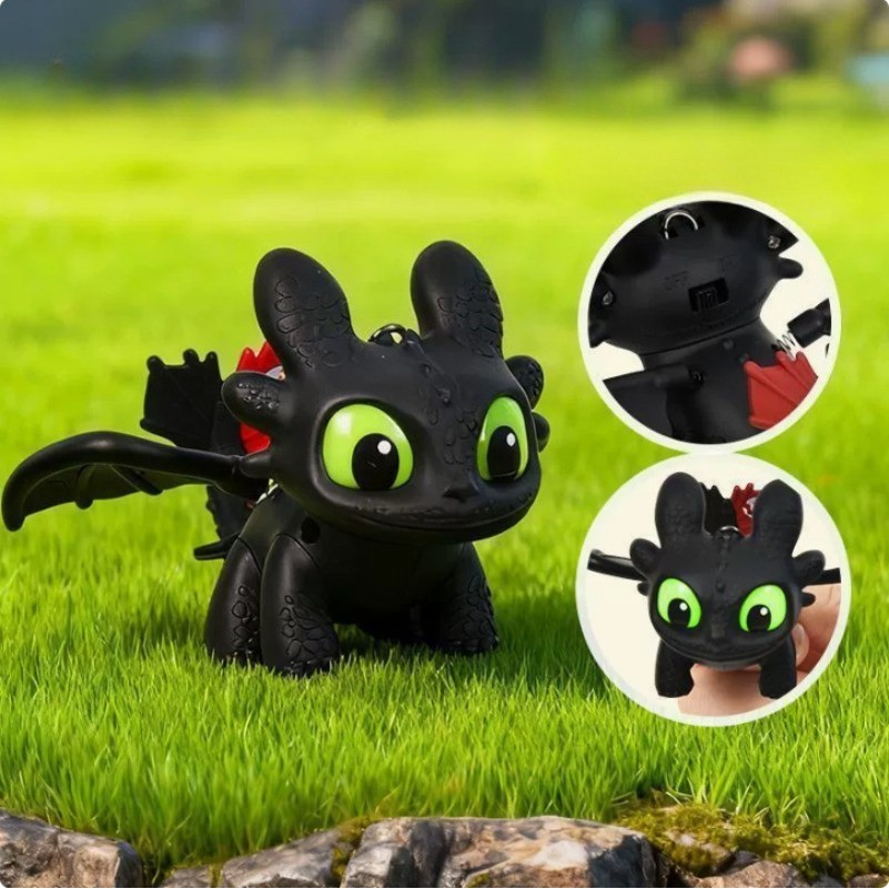 Móc khóa Night Fury dễ thương: Ánh mắt sáng & Âm thanh gầm rú dành cho người hâm mộ & trang trí túi xách