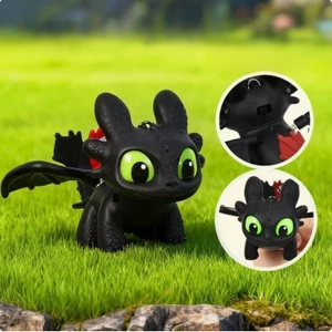 Móc khóa Night Fury dễ thương: Ánh mắt sáng & Âm thanh gầm rú dành cho người hâm mộ & trang trí túi xách