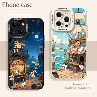 Ốp điện thoại hình chó thanh bên bờ biển cho iPhone 17 / 16 / 15 / 14 / 13 / MINI / 12 / 11 / Pro MAX / X / XS / XR / 7 / 8 / 6 Vỏ bảo vệ toàn diện bằng silicon lỏng chống sốc và chống rơi