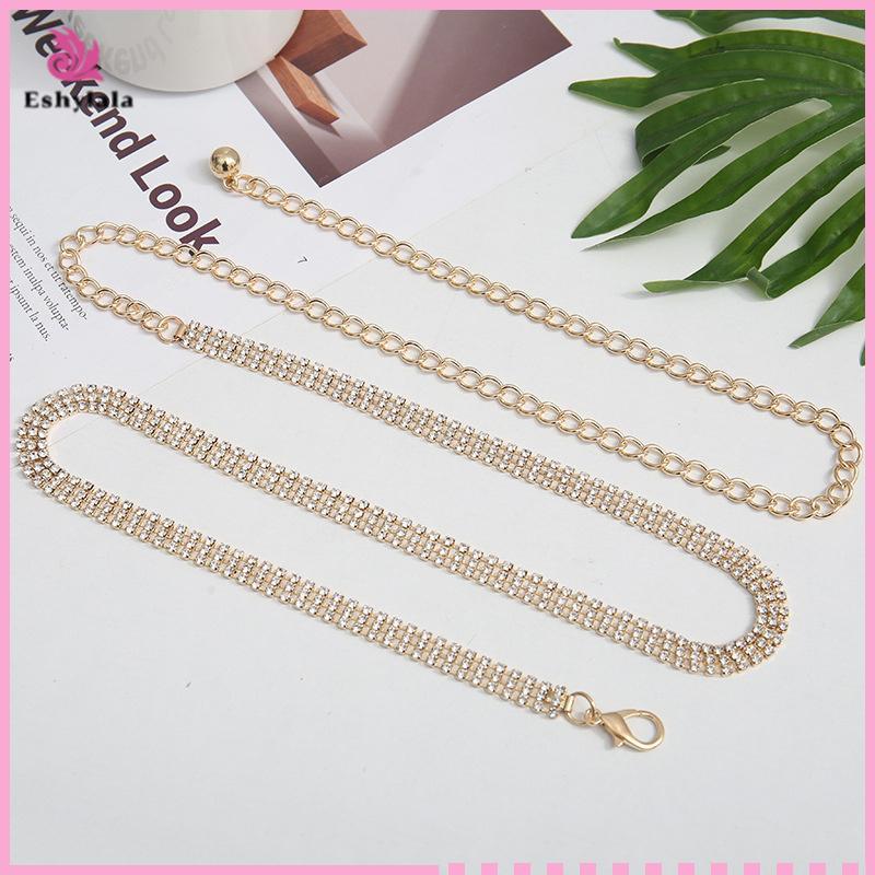 Dây thắt lưng đính đá Eshylala nữ và bé gái, sang trọng, điều chỉnh size 60-100cm [MỚI]