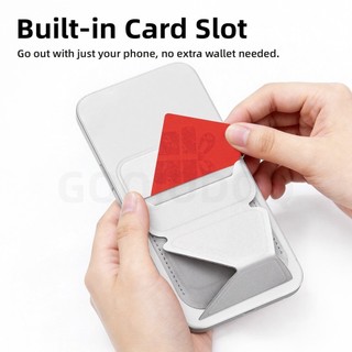 Giá đỡ điện thoại từ tính GOOJODOQ khe đựng thẻ liền khối, vòng kim loại siêu mỏng và có thể gập lại