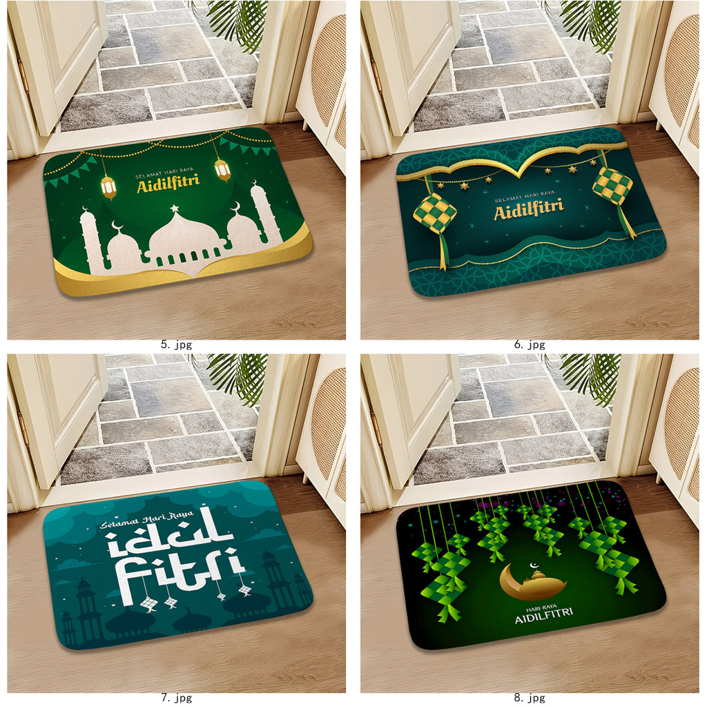 Thảm cửa Selamat Hari Raya Aidilfitri Thảm chống trượt Tấm lót phòng tắm Tắm Thảm chống trượt (60x40cm)