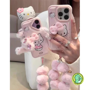 Ốp Điện Thoại Mèo Kitty Dễ Thương Có Dây Buộc Sang Trọng Cho Xiaomi 17 Pro Max 15 15S 14 Pro 13 Poco X7 F8 F7 Ultra F6 F5 Pro 5G 4G Vỏ Da PU Hoạt Hình Vỏ Mềm