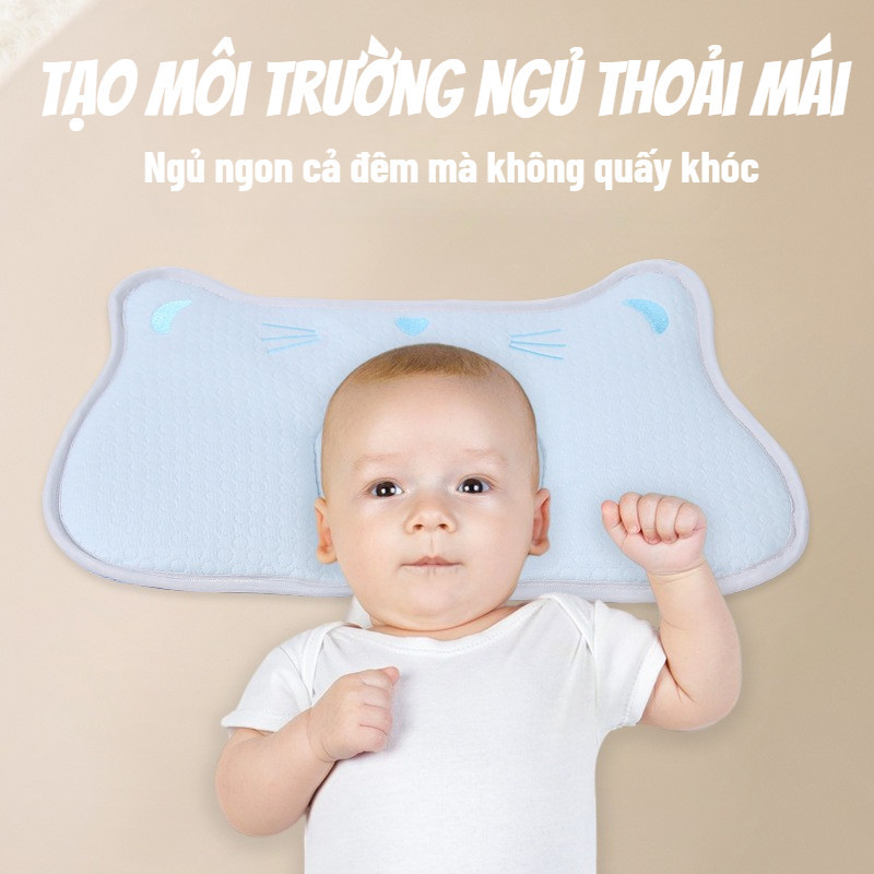 【SKISOPGO】Gối ngủ cho bé sơ sinh thấm hút,mồ hôi từ,từ 0-1 tuổi,Gối Chống Bẹp Đầu,Cotton Thoáng Khí