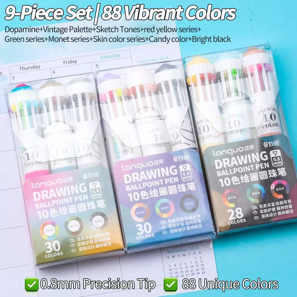 88 Màu Sắc Nhiều Màu Bút Bi Bộ 10 Màu Mỗi Bút 0.8 Mm Viết Vẽ Handmade Tạp Chí Nghệ Thuật