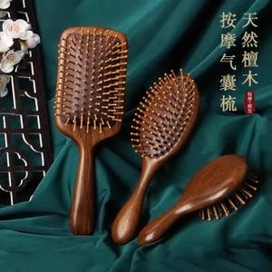 Dễ Thương Lông Tơ Massage Tóc Cô Gái Hoạt Hình Khắc Vàng Gỗ Đàn Hương Lược Đầu SPA Bảng Hào Quang Túi Khí Lược Dễ Mang Theo