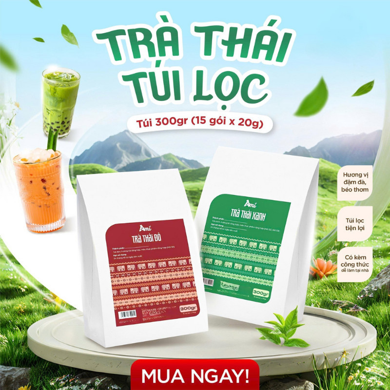 Trà Thái Đỏ Và Trà Thái Xanh AMI Túi 300g Túi Lọc Pha Nhanh, Chuẩn Vị Thái Cho Trà Sữa