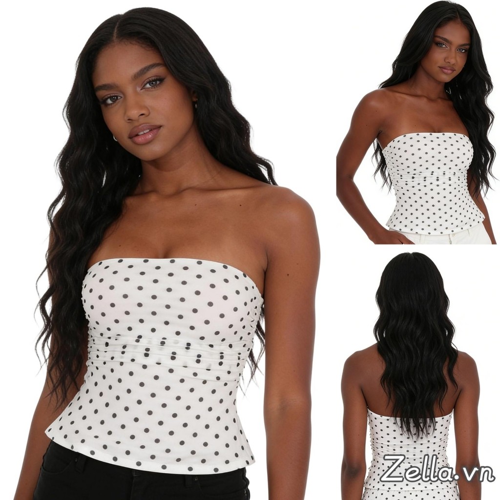 Áo bandeau mỏng không dây dành cho nữ, thiết kế cut-out trendy