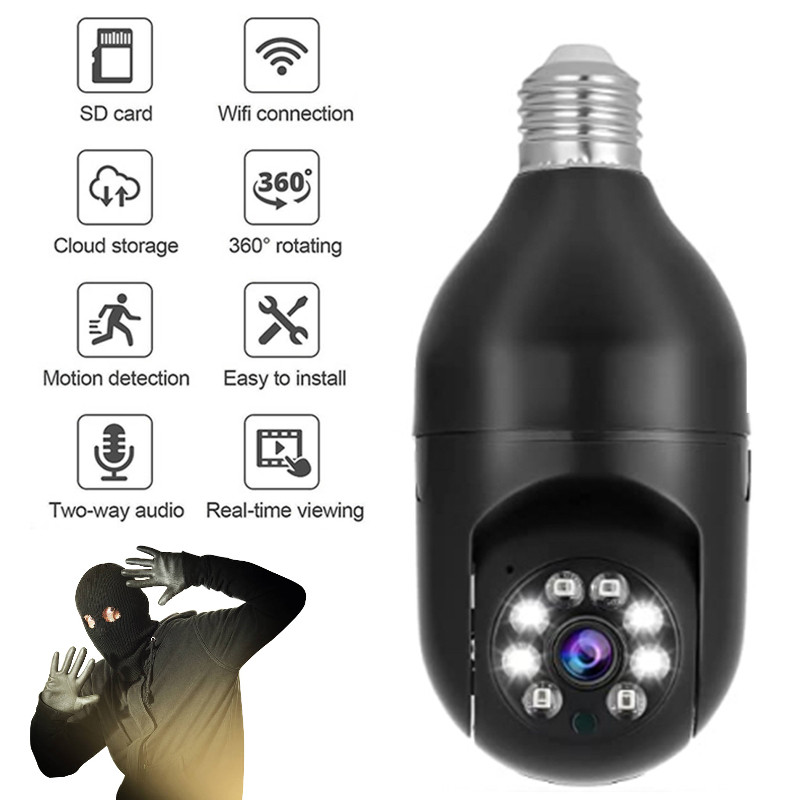 Camera Wifi Trong Bóng Đèn Full HD 1080P, Xoay 360 Độ, Đàm Thoại 2 Chiều, Tầm Nhìn Ban Đêm Rõ Nét, APP
