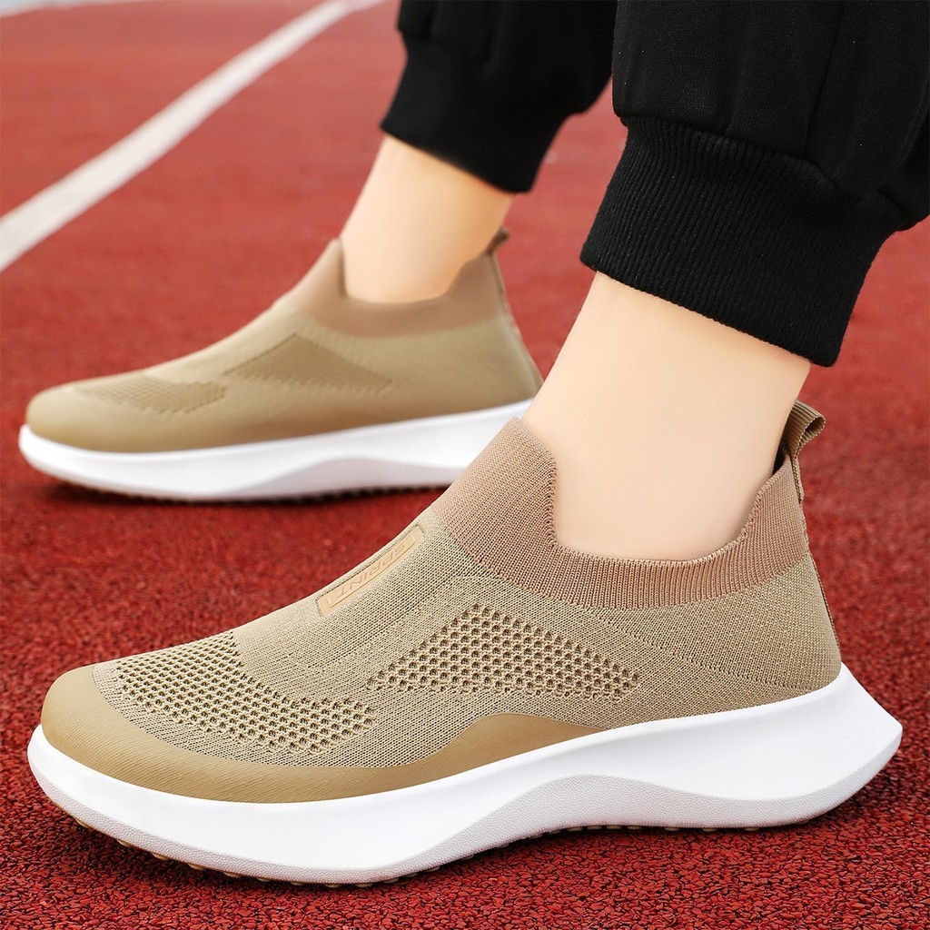 🇻🇳 Giày Thể Thao Nam Sneaker Một Chạm Thoáng Khí Không Dây Kiểu Dáng Phối Màu Đơn Giản