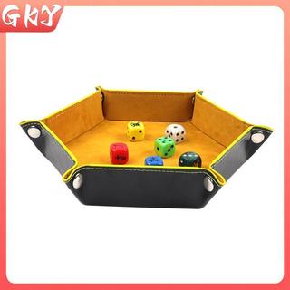 GKY Khay Xúc Xắc Nhung Lục Giác Có Thể Gấp Lại, Hộp Bảo Quản PU