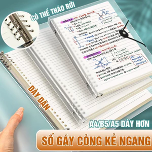Sổ Tay Ghi Chép Planner Học Sinh - Vở Kẻ Ngang A5/B5 Chuẩn, Sổ Còng Thay Được Giấy Tiện Dụng, Bền Đẹp