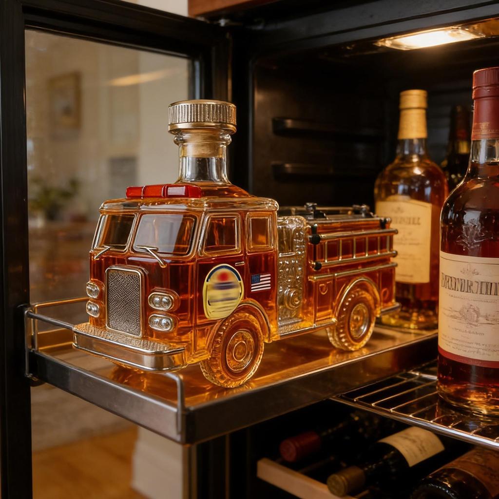 Bình rượu 300ml thủy tinh khắc tay, hình xe tải, dùng cho whisky/vang