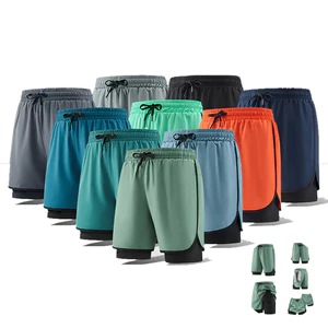 Quần short chạy bộ nam Marathon Điền kinh Lót khô nhanh Quần short tập luyện hai mảnh giả
