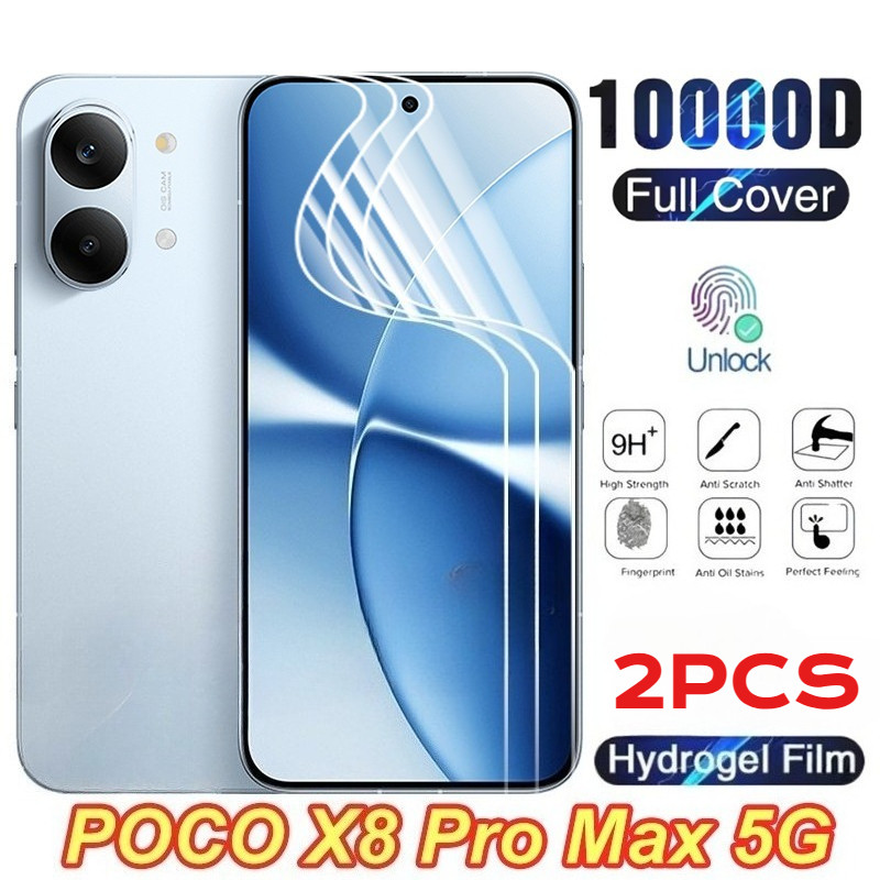 2 Chiếc HD Mềm Hydrogel Cho Xiaomi Poco X8 X7 X6 X5 Pro Max Neo Chống Gián Điệp Riêng Tư Chống Ánh Sáng Xanh Bảo Vệ Màn Hình Cho Xiaomi PocoX8 PocoX7 PocoX6 PocoX5 Phim Mềm Mờ