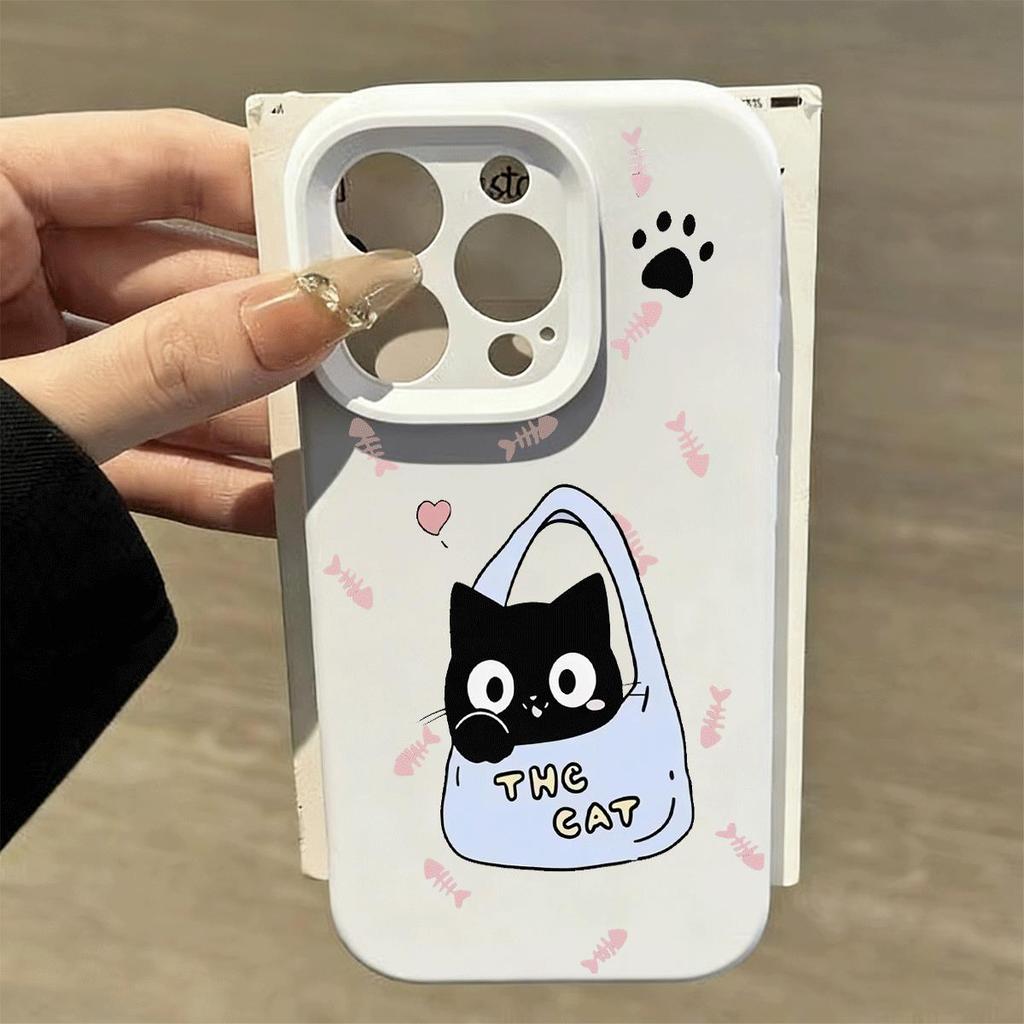 Black Pack Pussycat giữ khuôn mặt cho 16 trường hợp iPhone 17Air gạo nếp trường hợp 14 13 11Pro