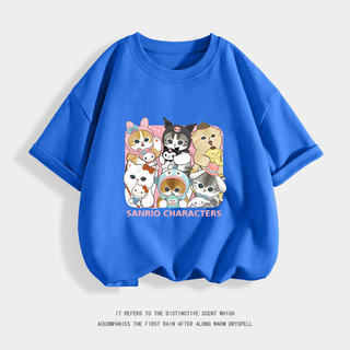 Áo thun Mofusand Shark Cat dành cho bé gái, cỡ vừa đến lớn, với hình ảnh chú mèo Sandy đáng yêu của Sanrio.