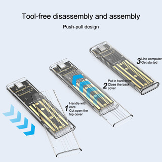 Bfvn Clear USB Type C 10Gbps M.2 NVME PCIe NGFF SATA Giao thức Hộp đĩa cứng gắn ngoài HOT