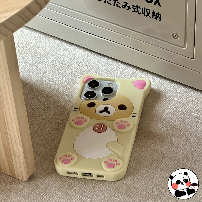 Ốp Điện Thoại Mèo Rilakkuma Dễ Thương Cho iPhone 17 16 15 14 13 12 Mini 11 Pro Max XR XS Max X 8 7 6 6s Plus 5 5S SE3 SE2 SE1 Ốp Lưng Hoạt Hình Gấu Kitty Mềm Vỏ Silicon Chống Sốc