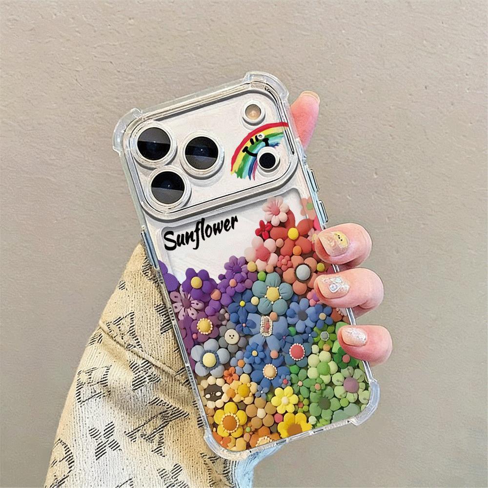 Cầu vồng biển hoa cho iPhone 17Promax trường hợp túi khí bốn góc 16promax trong suốt 15