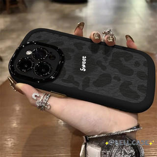 Ốp lưng IPhone 17 16 15 14 13 12 11 Pro Max XRXSMax 78 Plus Đen xám Leopard Print Sweet trường hợp điện thoại